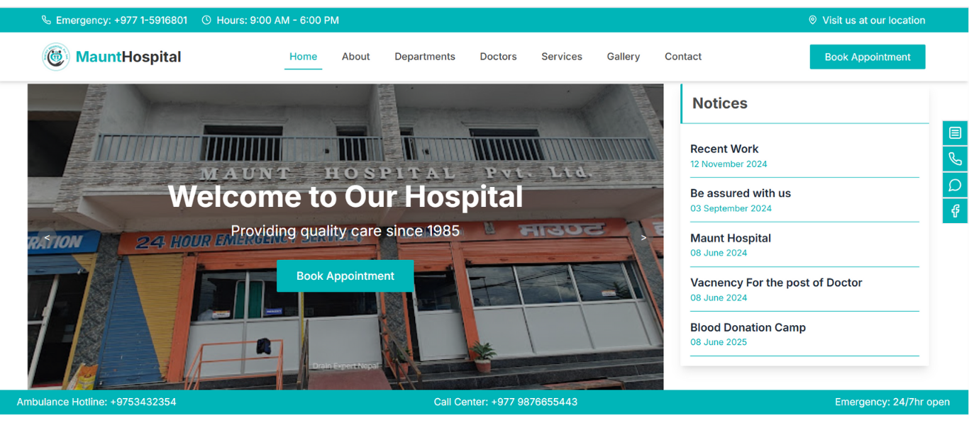 Responsive Multi-Page Hospital Website